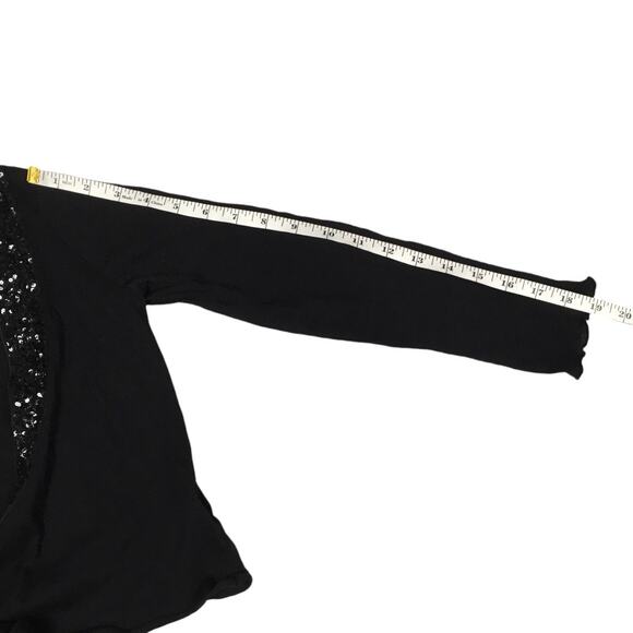 Velvet by Graham & Spencer Wrap Top Black Sequin V-Neck Long‎ Sleeve Women's M - Picture 7 of 9